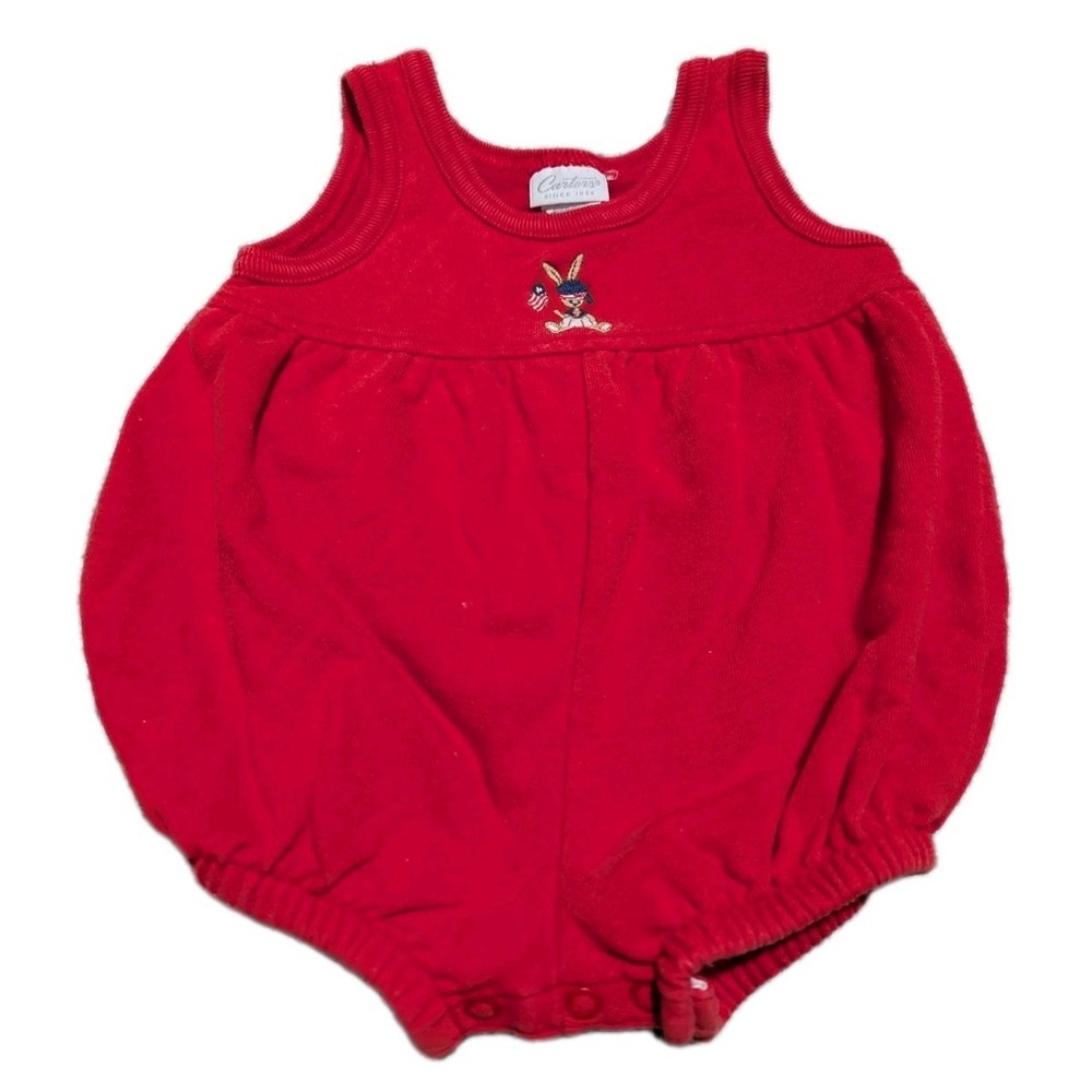 Baby Girl Carters Clothes 3-6 Months Red One Piece Sleeveless Bunny USA Flag